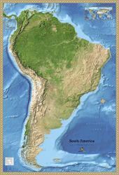 South America Satellite Wall Map