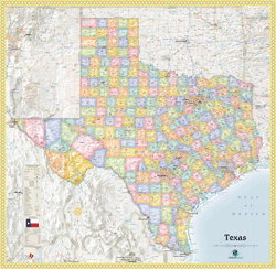 Texas Political Wall Map