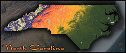 North Carolina Topo Wall Map