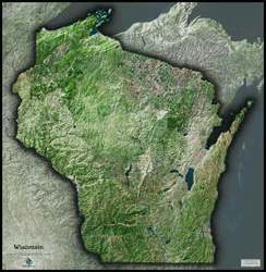 Wiconsin Satellite Wall Map