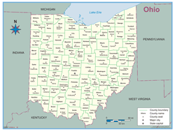 Ohio County Outline Wall Map