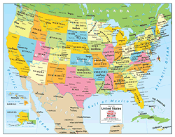 USA Political Wall Map