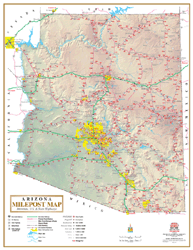 Arizona Milepost Interstate Wall Map