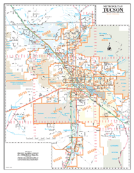 Tuscon Metropolitan Arterial and Collector Streets Zip Code Wall Map