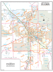 Tucson Arterial and Collector Streets Zip Code Wall Map